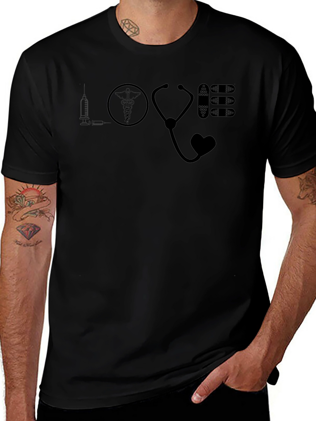 Love Healthcare Black Graphic Tee