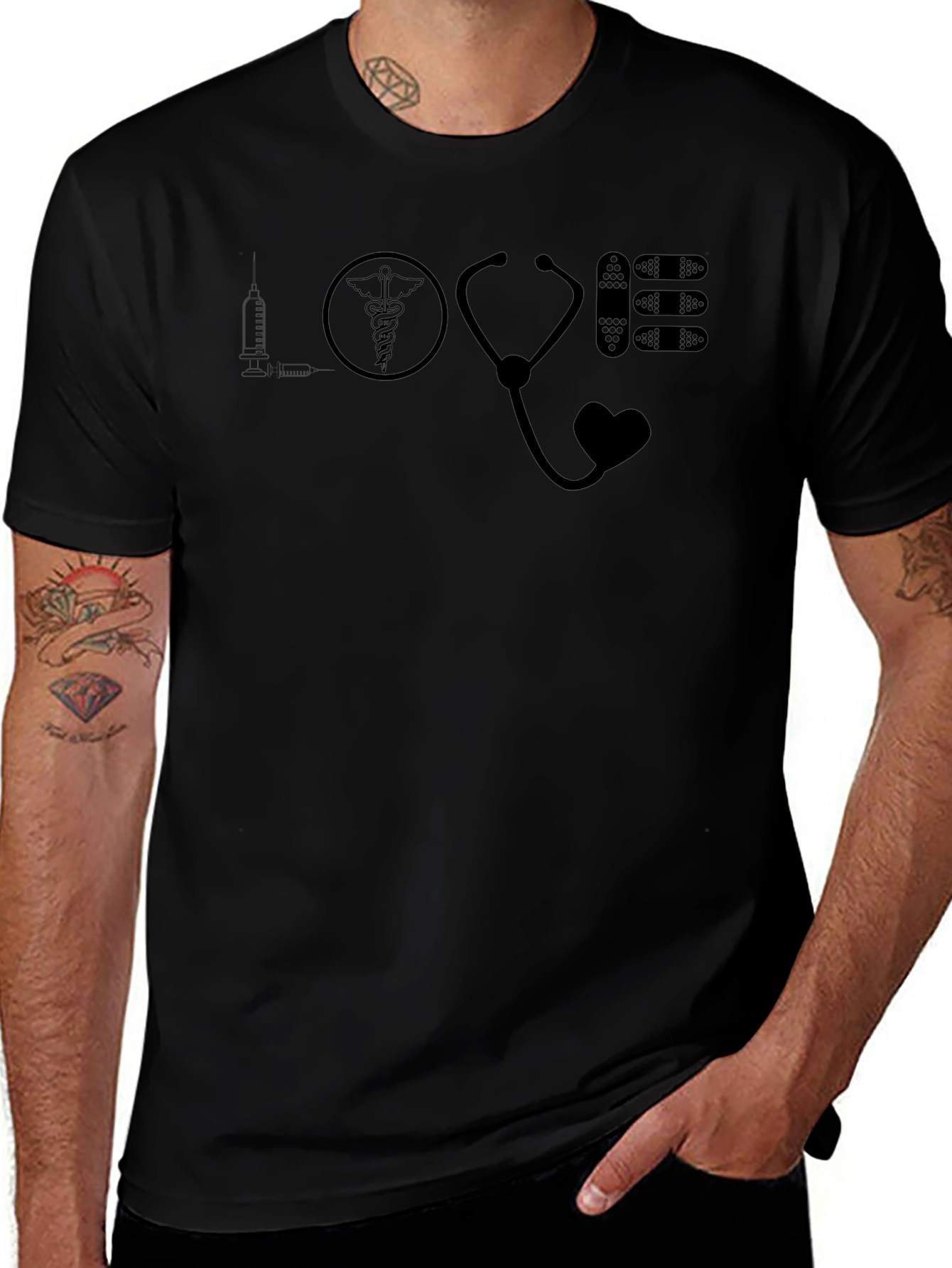 Love Healthcare Black Graphic Tee