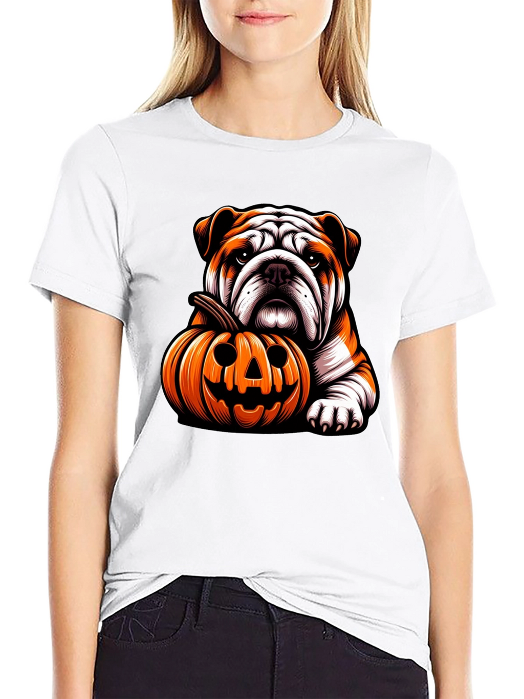 Bulldog Pumpkin Halloween T-Shirt