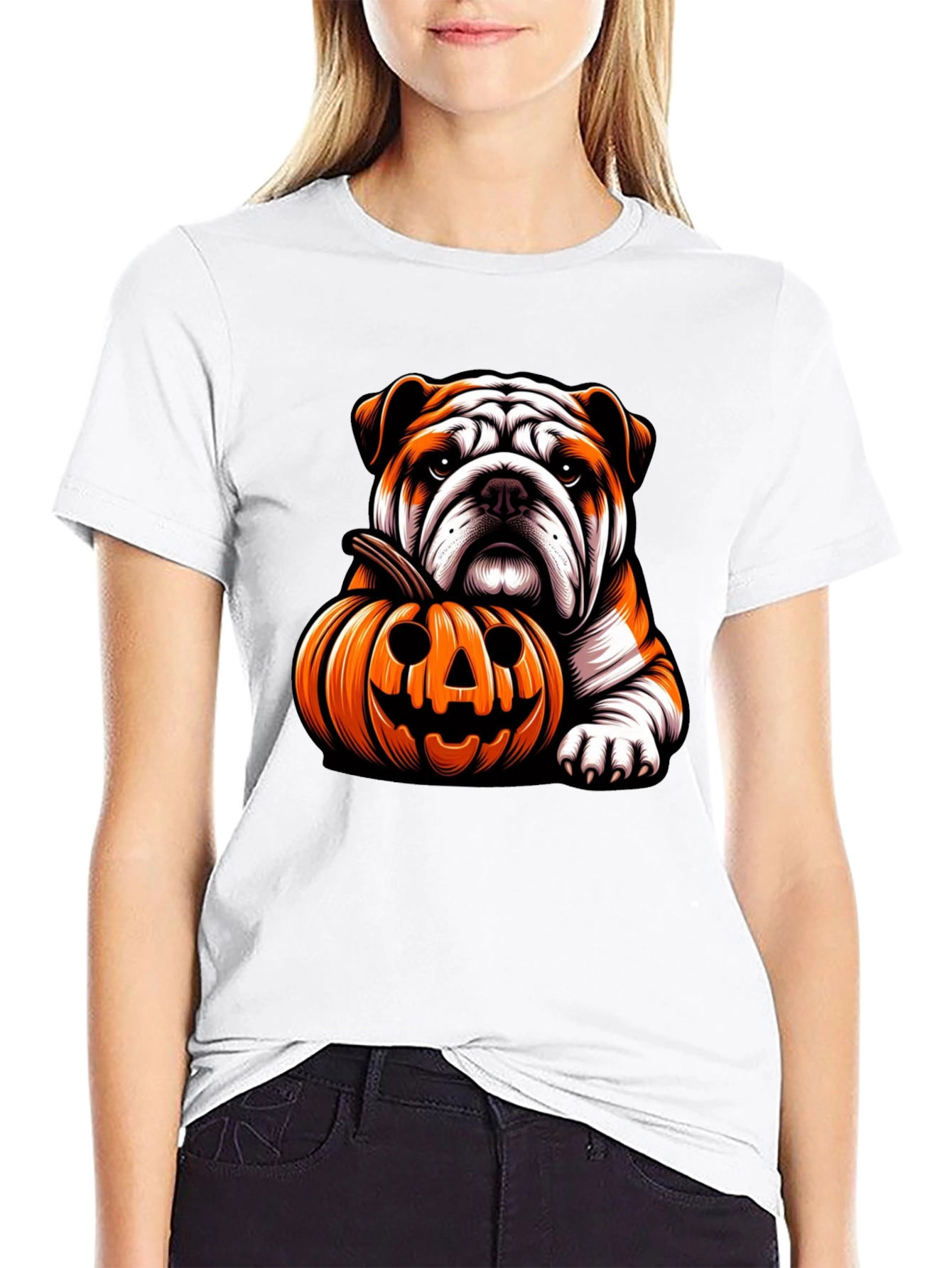 Bulldog Pumpkin Halloween T-Shirt