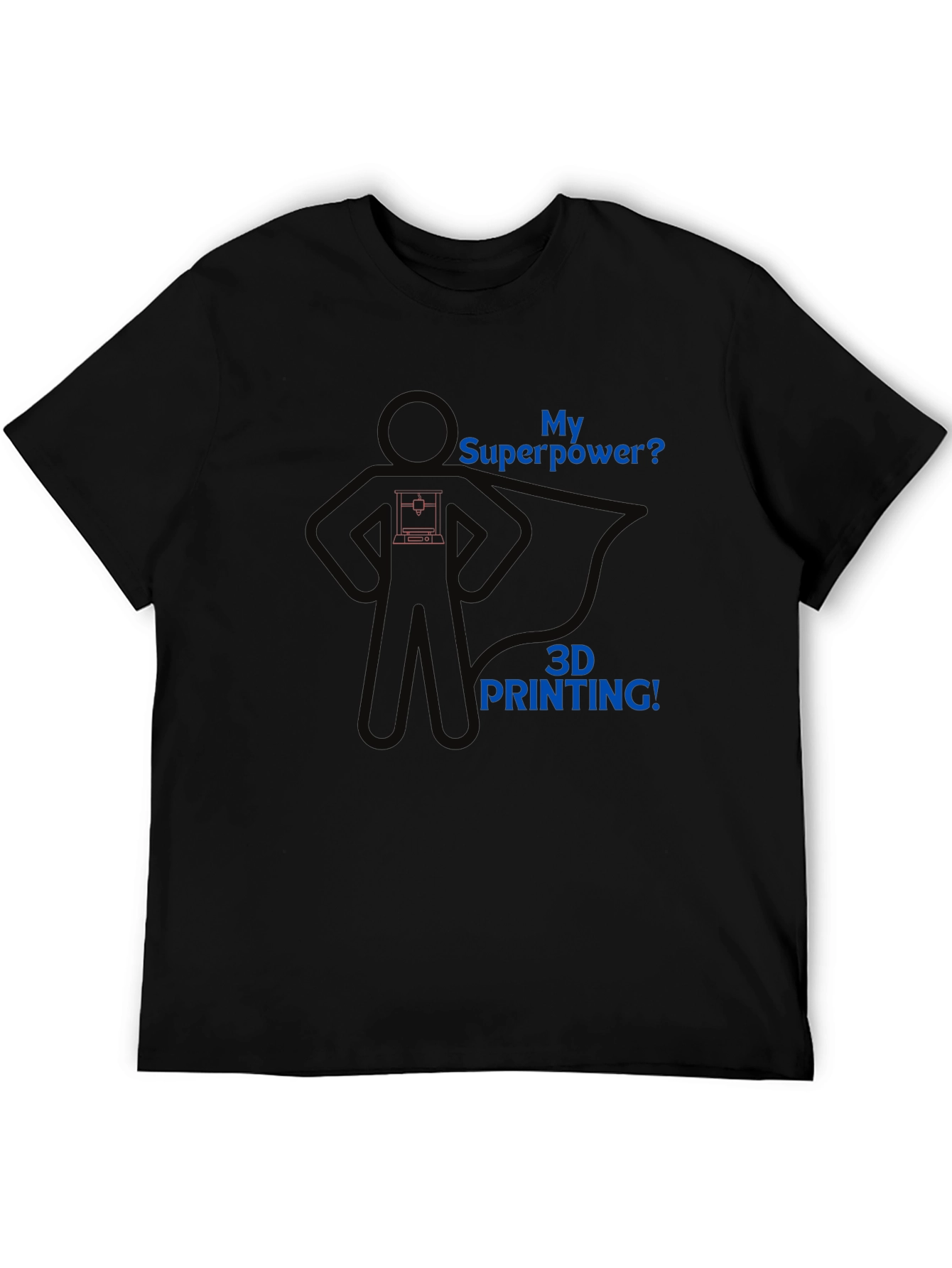 3D Printing Superpower Graphic Tee - Black T-Shirt