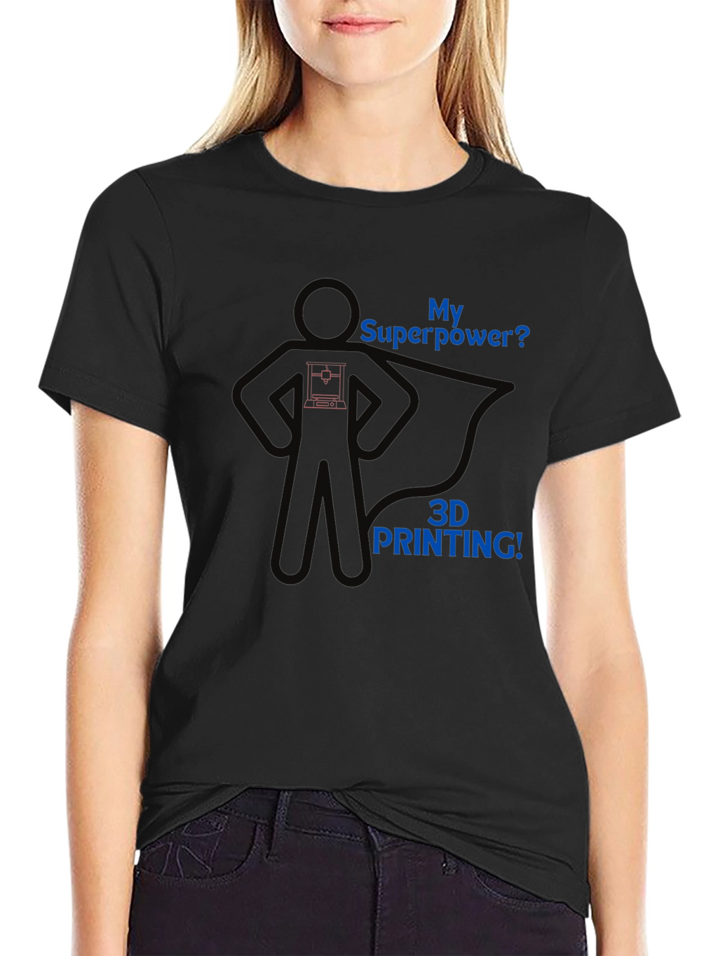 3D Printing Superpower Graphic Tee - Black T-Shirt