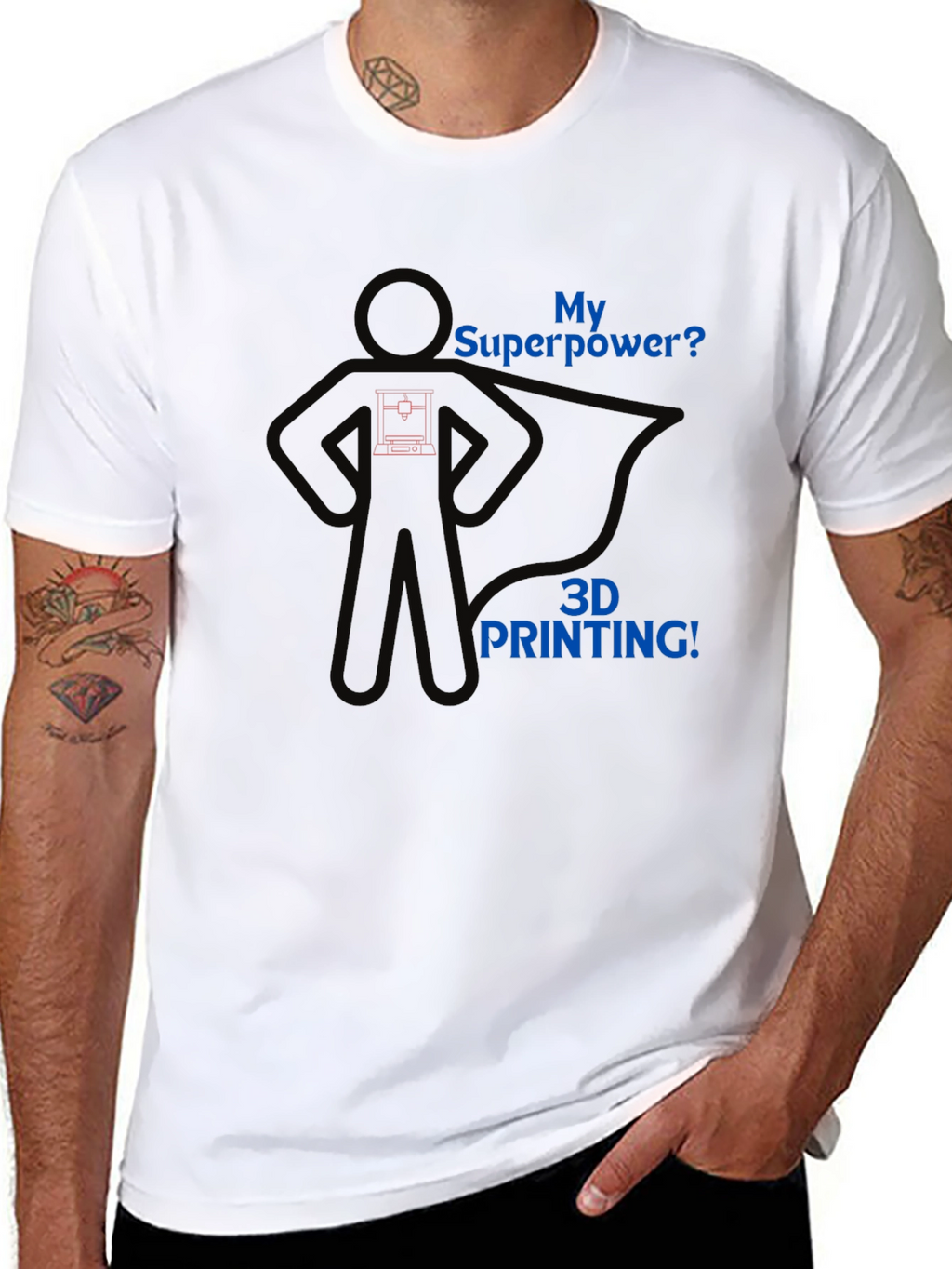 3D Printing Superpower Graphic Tee - Black T-Shirt