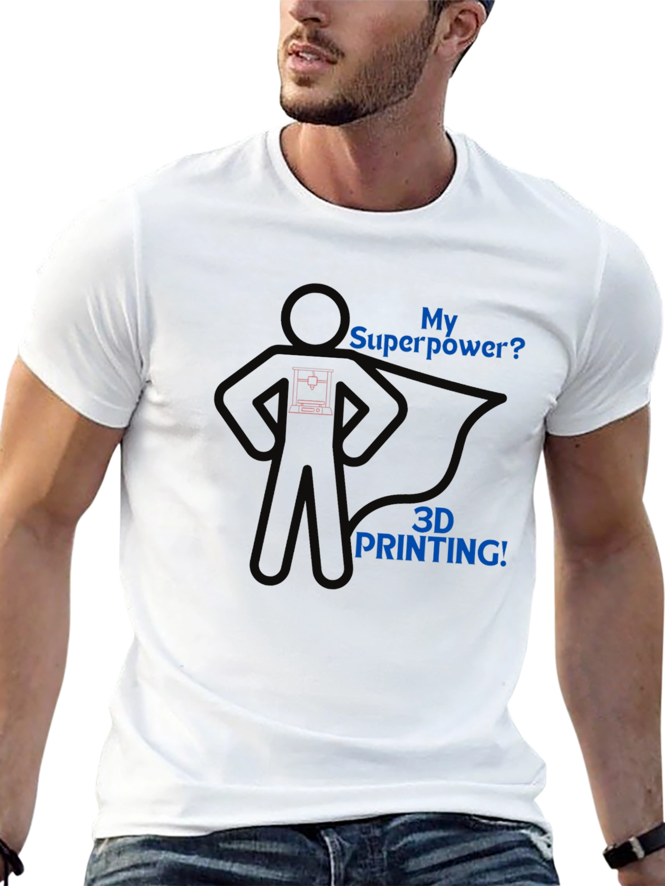 3D Printing Superpower Graphic Tee - Black T-Shirt
