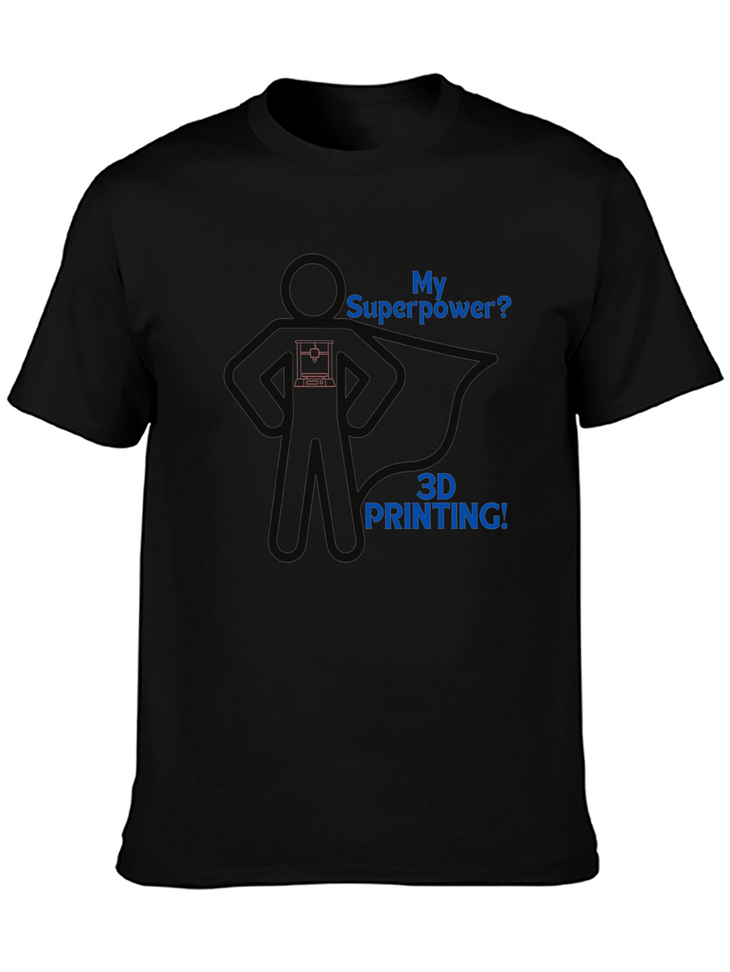 3D Printing Superpower Graphic Tee - Black T-Shirt