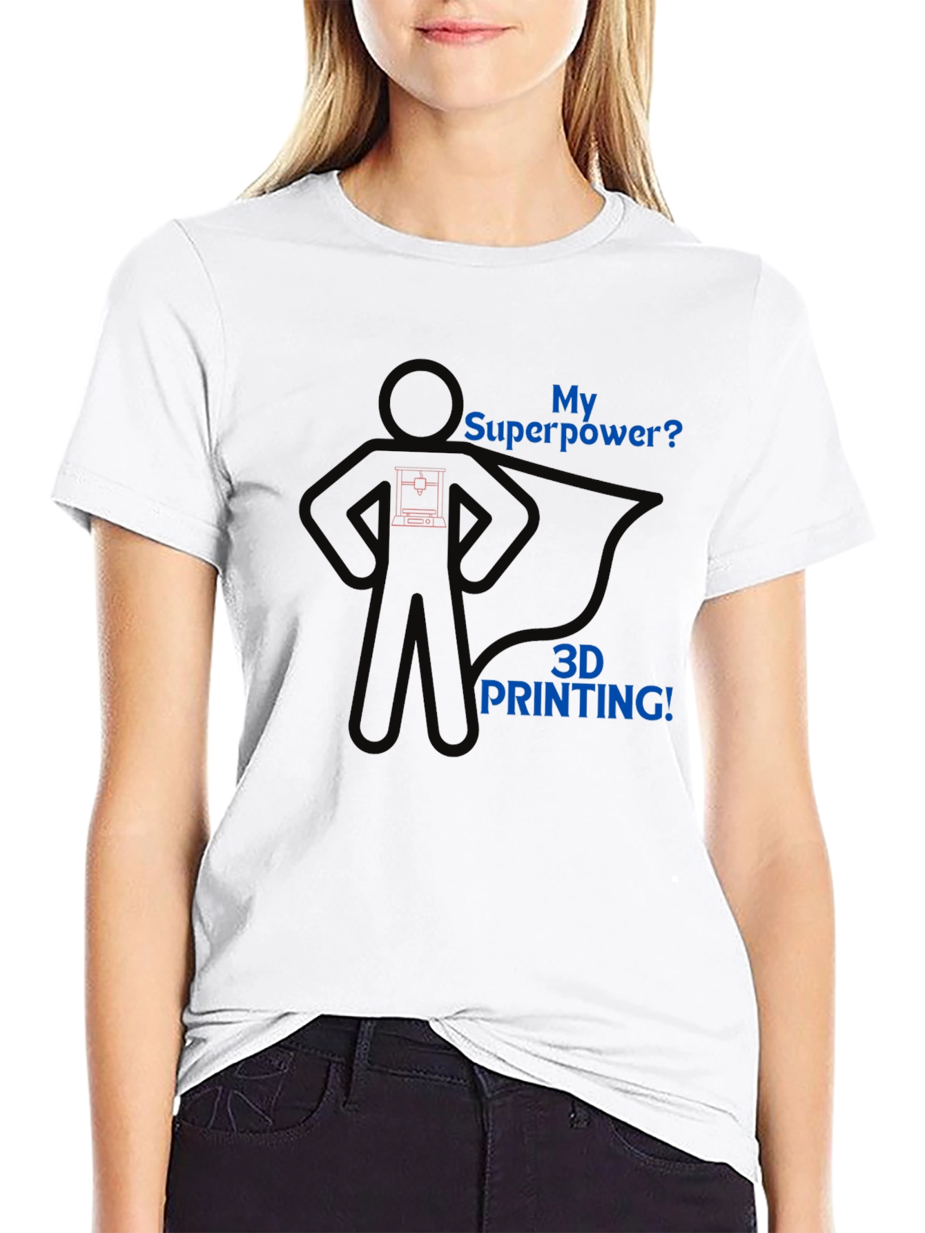 3D Printing Superpower Graphic Tee - Black T-Shirt