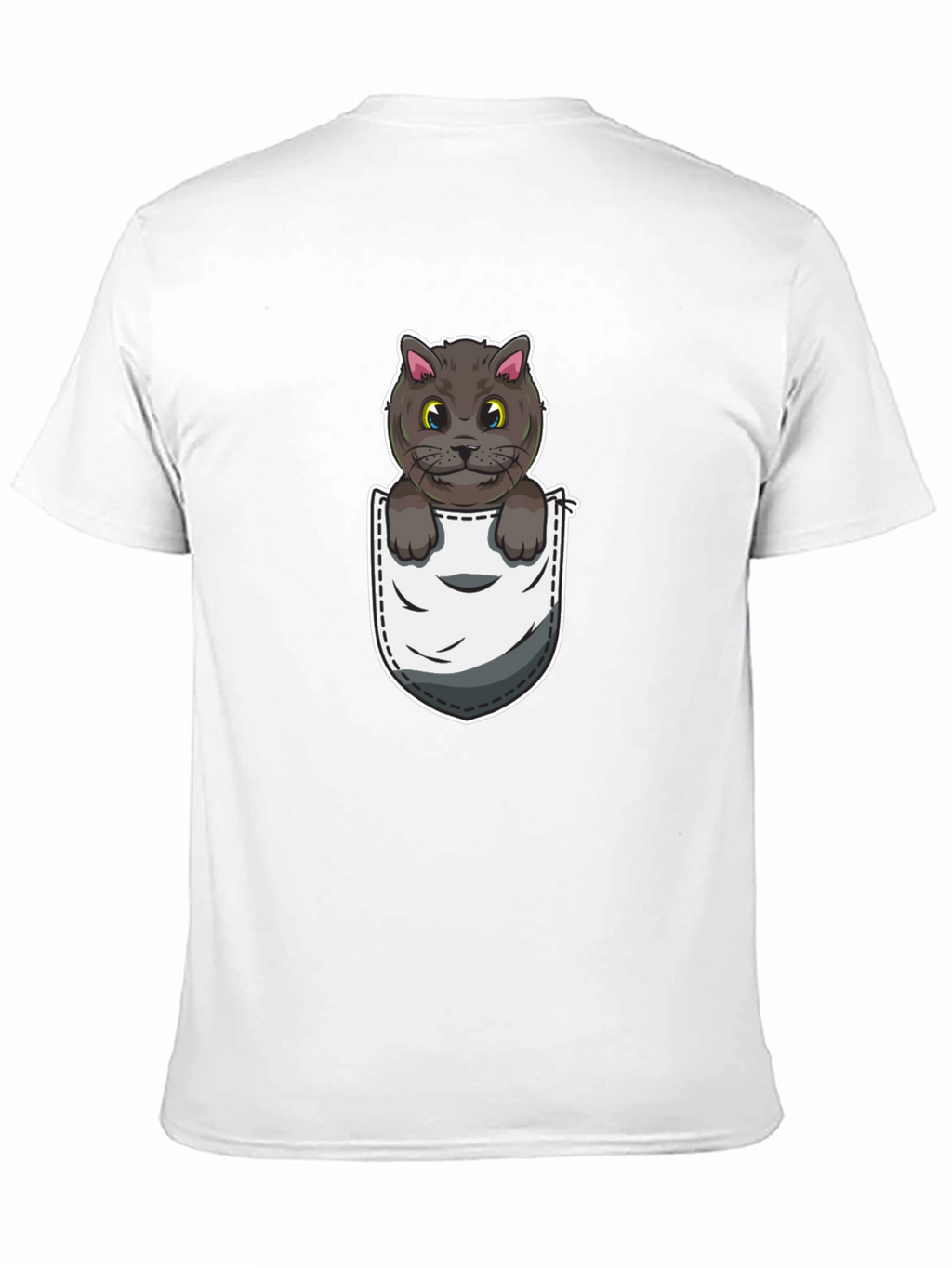 Pocket Cat Graphic Tee - Cute Cartoon Kitten Shirt