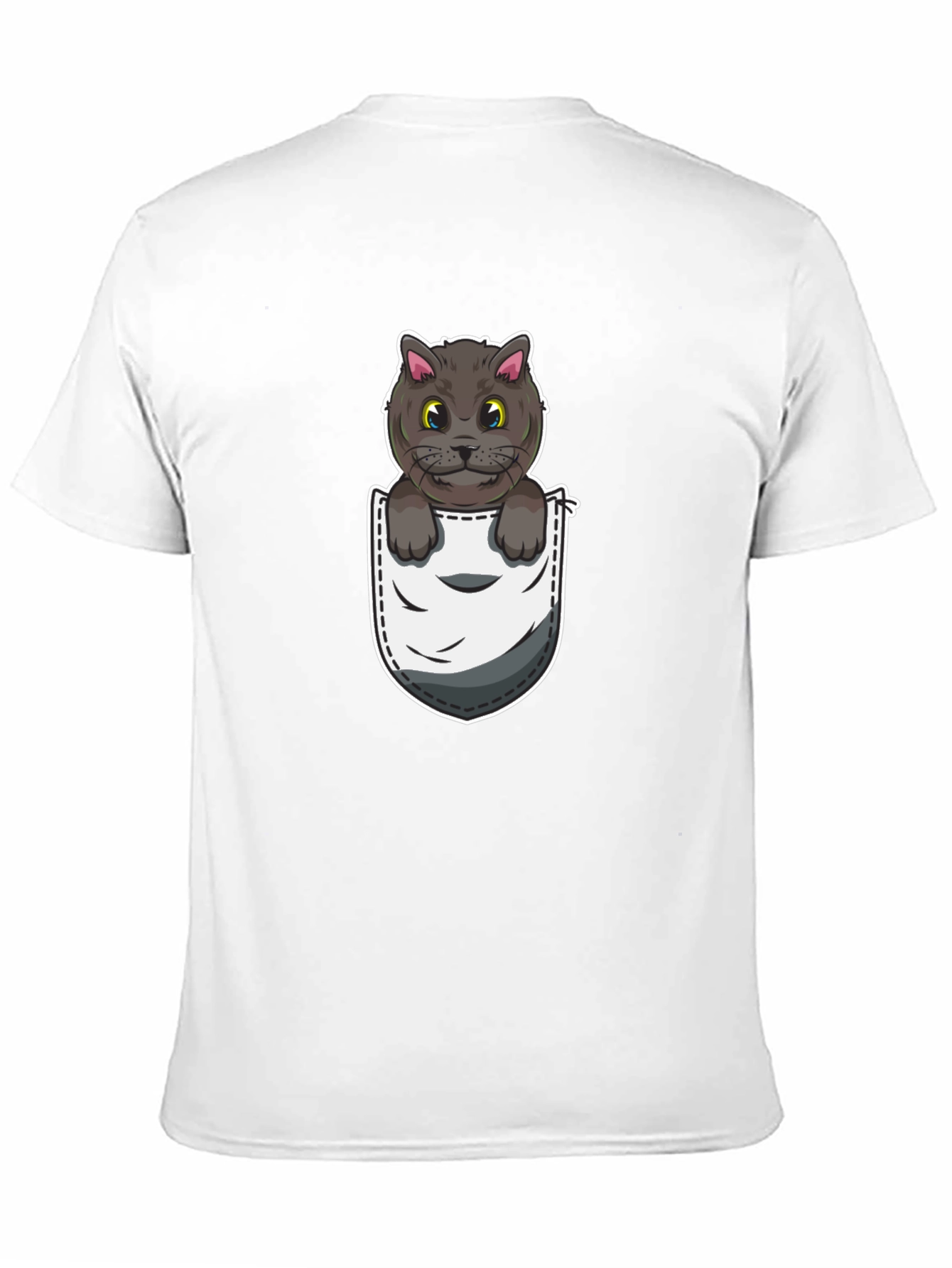 Pocket Cat Graphic Tee - Cute Cartoon Kitten Shirt