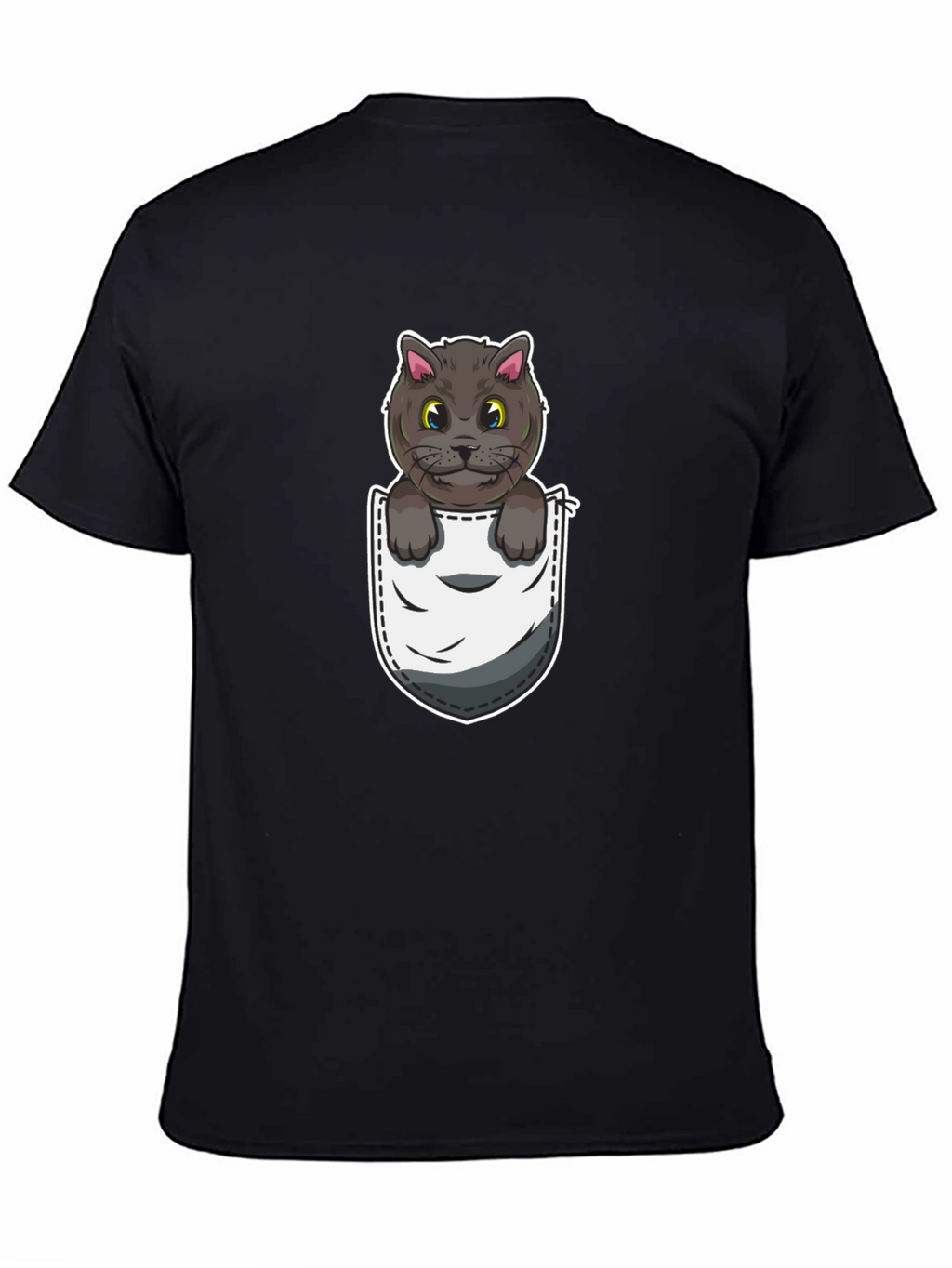 Pocket Cat Graphic Tee - Cute Cartoon Kitten Shirt