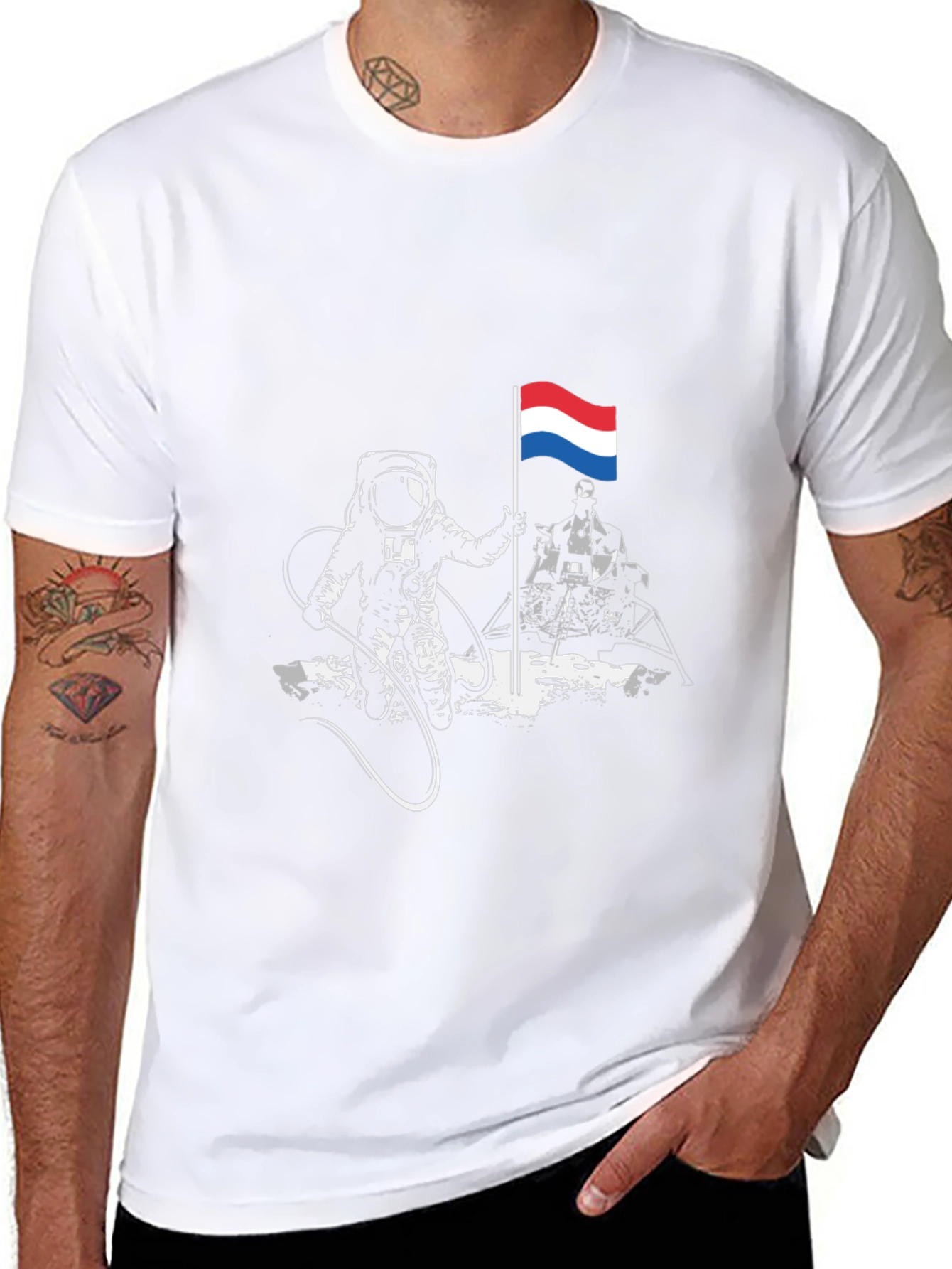 Astronaut Flag T-Shirt - Space Exploration Tee