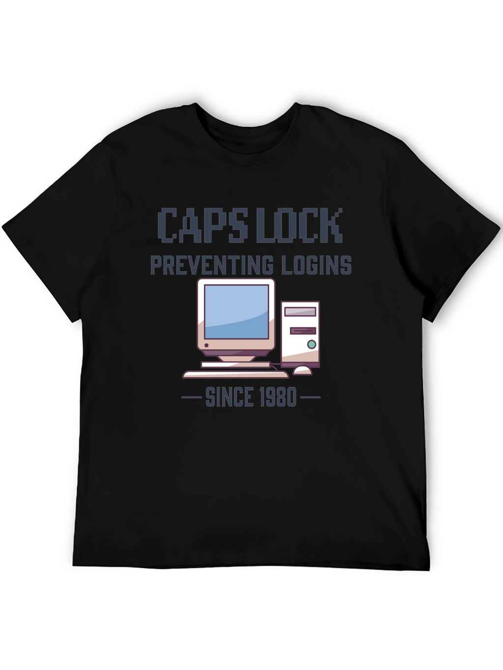 Caps Lock Preventing Logins T-Shirt - Retro Computer Design