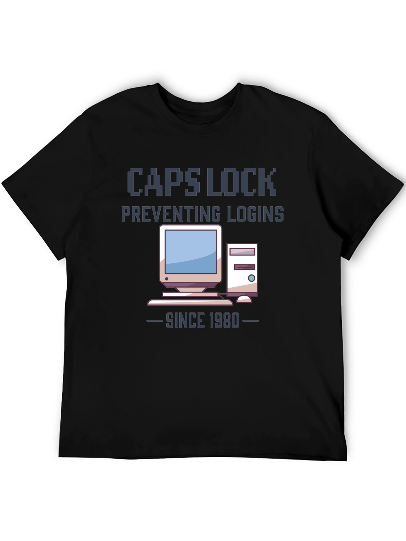 Caps Lock Preventing Logins T-Shirt - Retro Computer Design