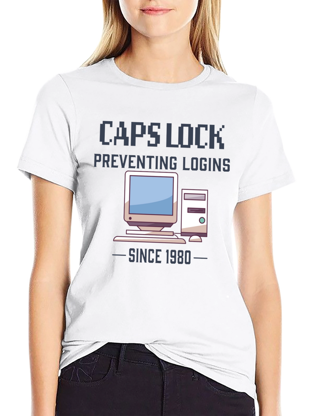 Caps Lock Preventing Logins T-Shirt - Retro Computer Design