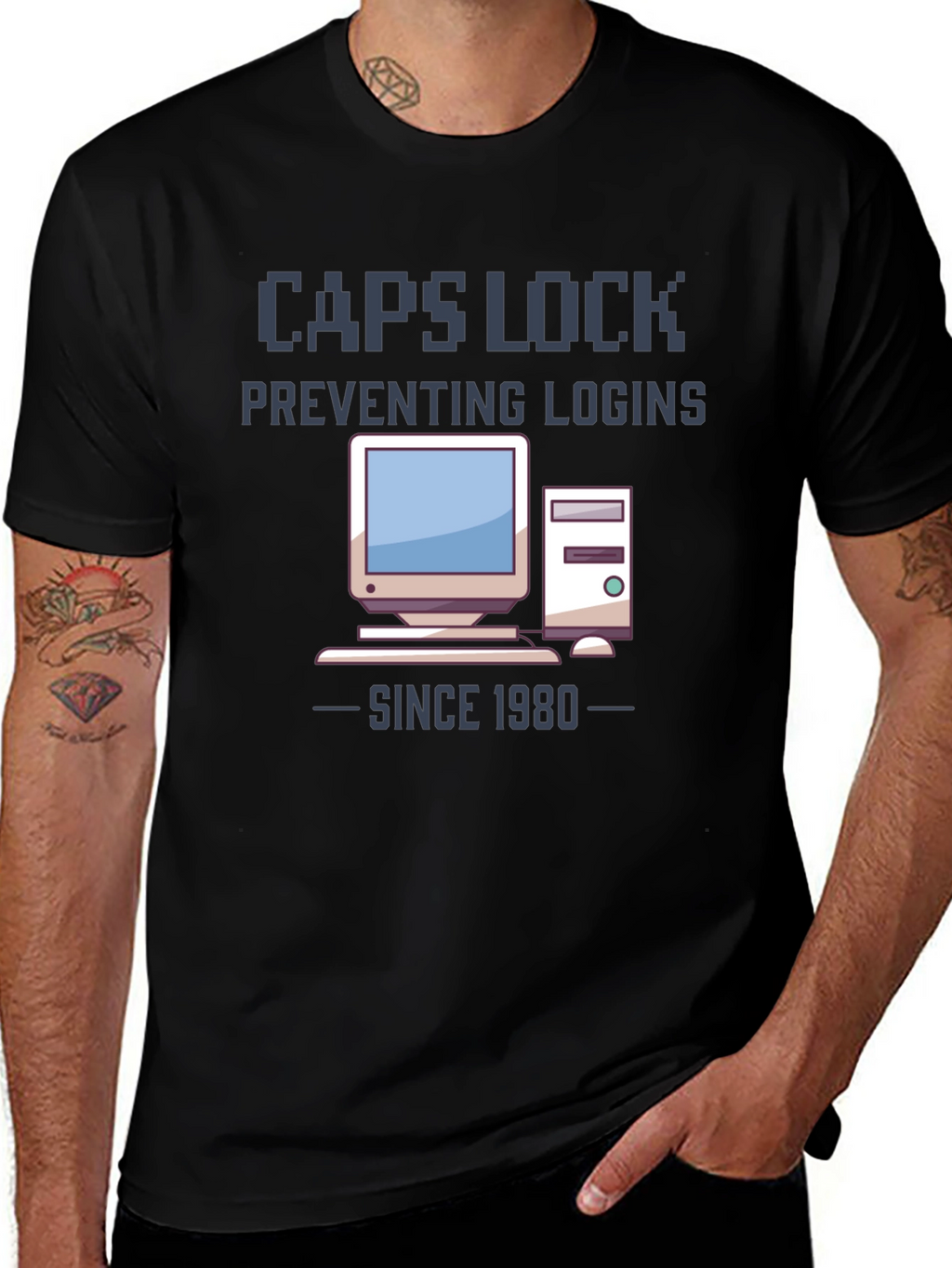 Caps Lock Preventing Logins T-Shirt - Retro Computer Design