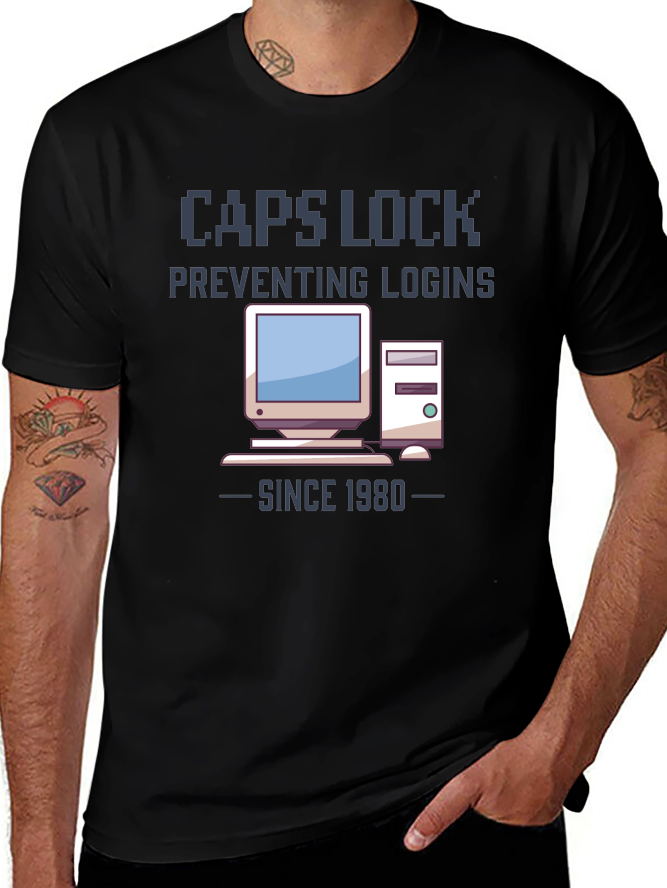Caps Lock Preventing Logins T-Shirt - Retro Computer Design