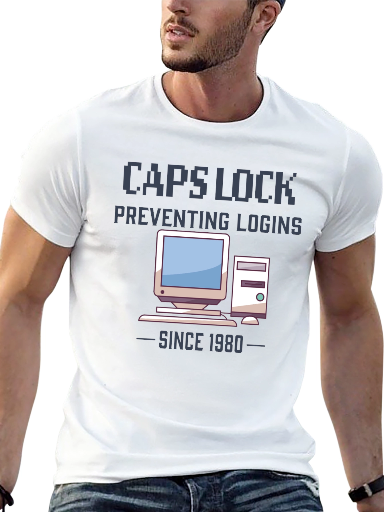 Caps Lock Preventing Logins T-Shirt - Retro Computer Design