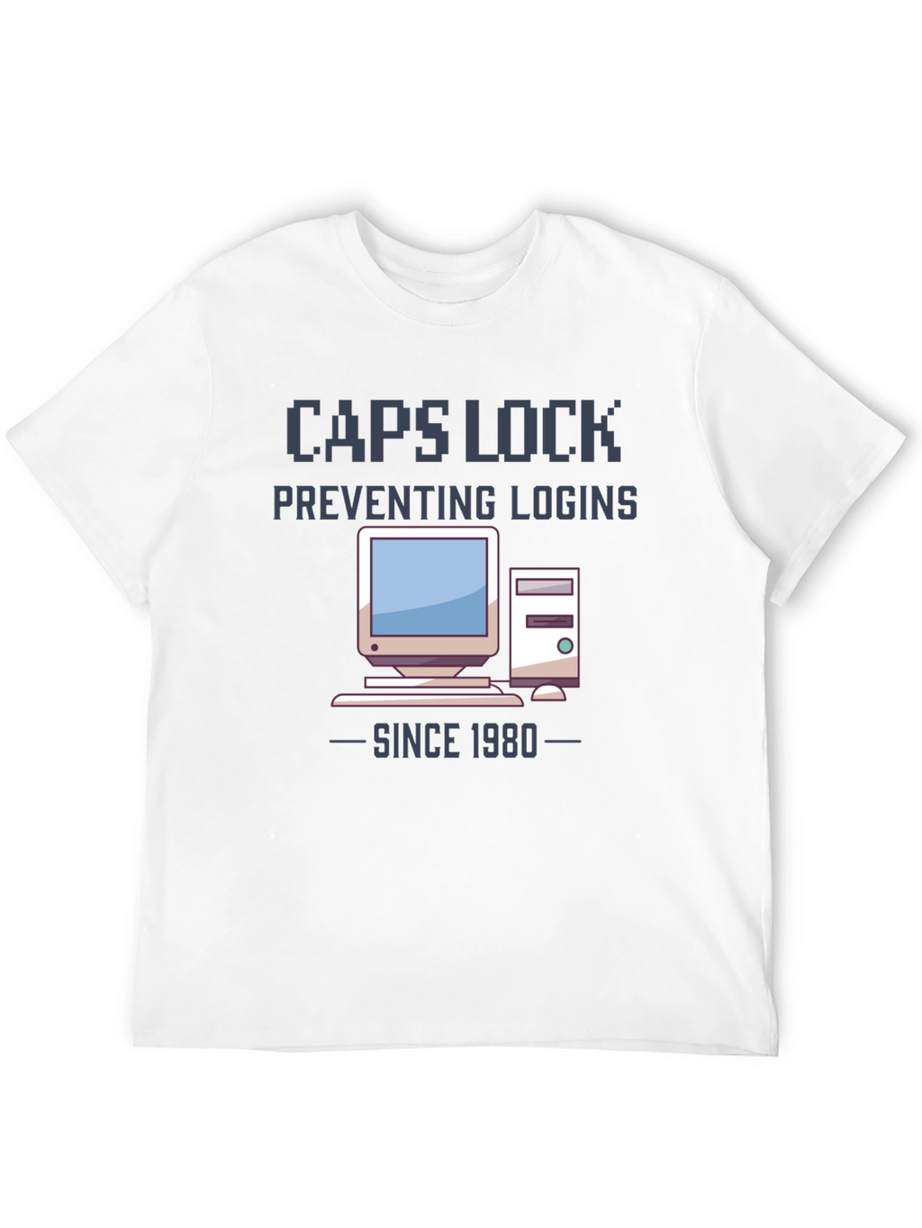 Caps Lock Preventing Logins T-Shirt - Retro Computer Design