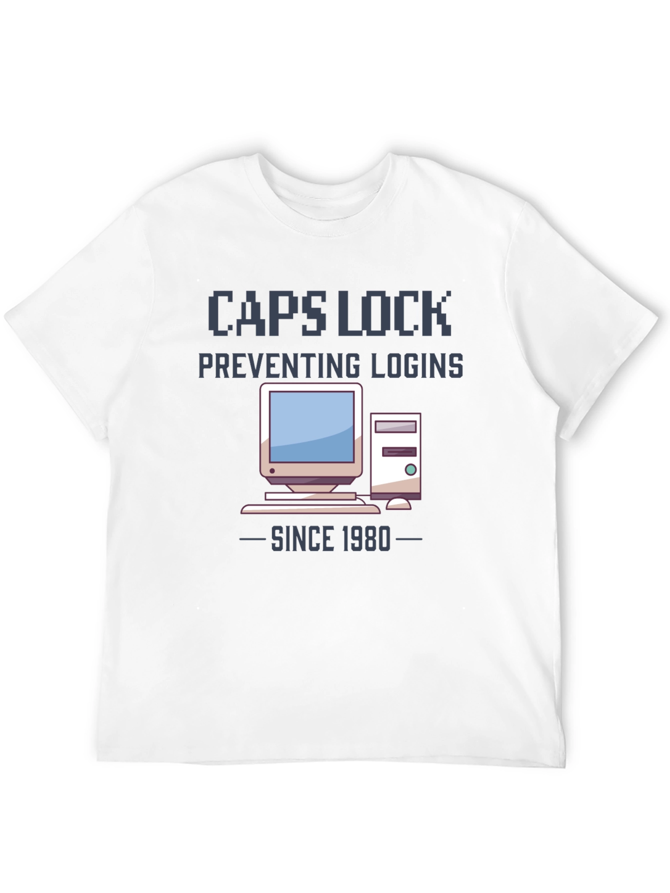 Caps Lock Preventing Logins T-Shirt - Retro Computer Design