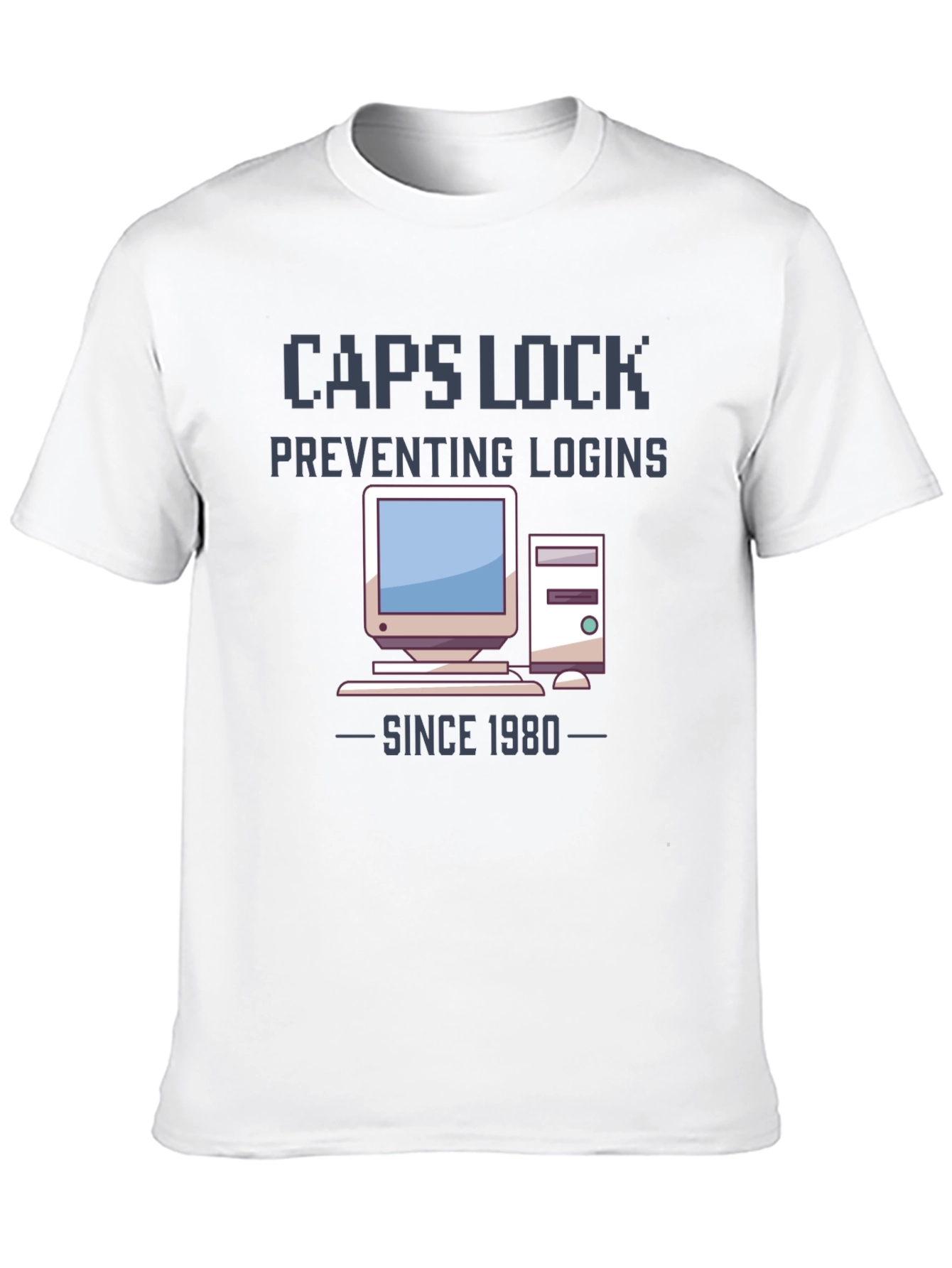 Caps Lock Preventing Logins T-Shirt - Retro Computer Design