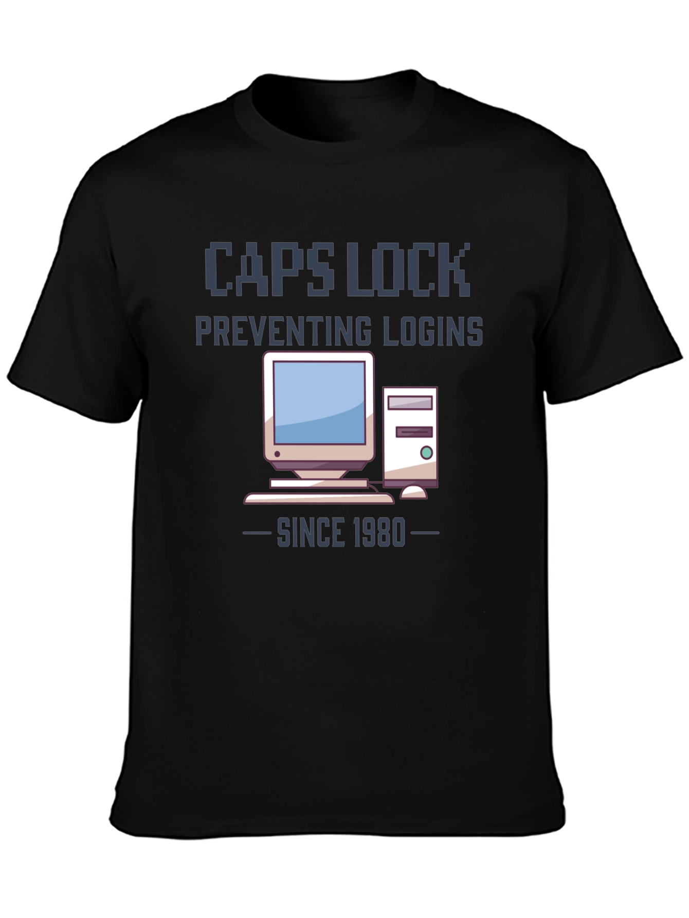 Caps Lock Preventing Logins T-Shirt - Retro Computer Design