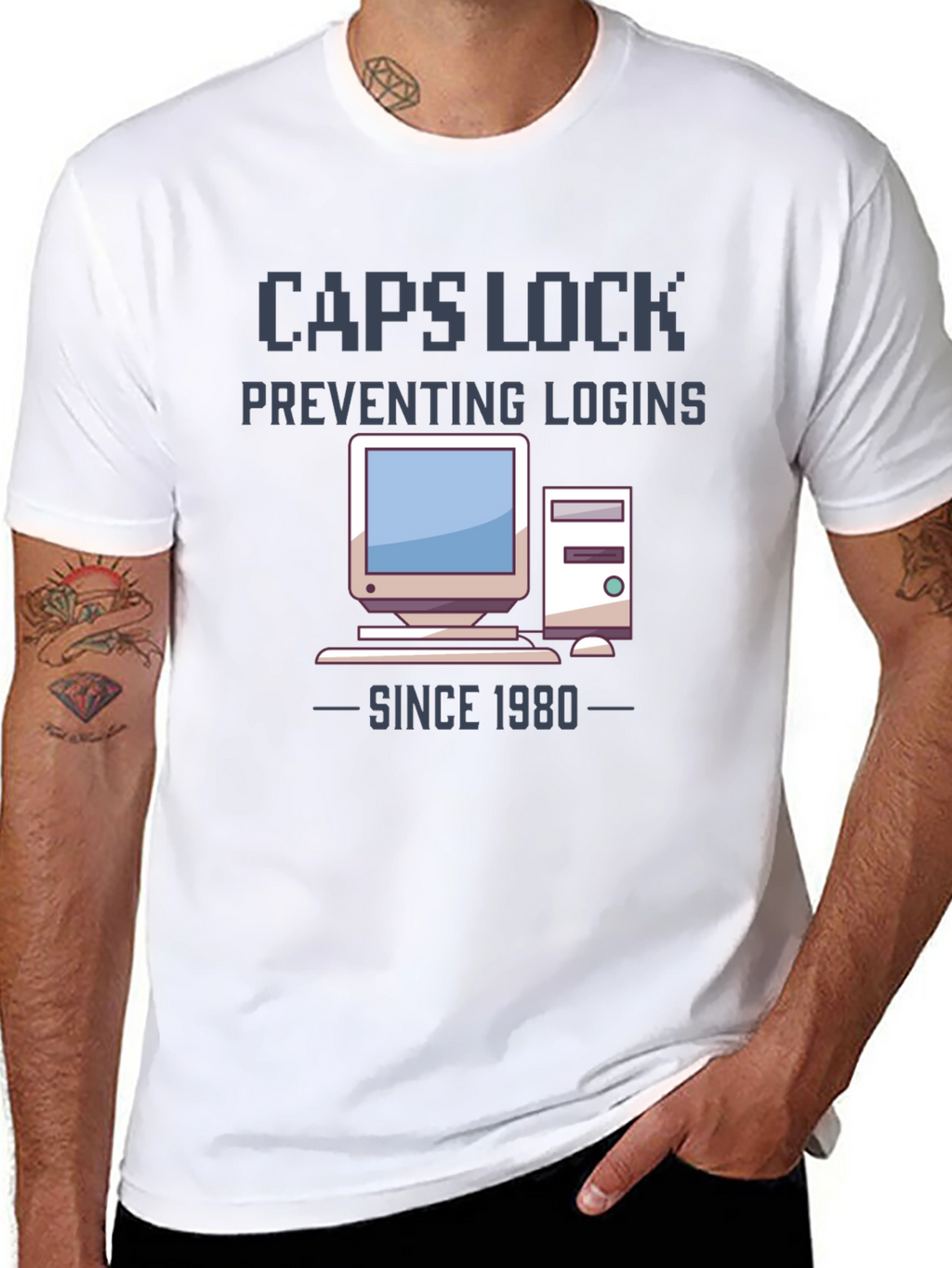 Caps Lock Preventing Logins T-Shirt - Retro Computer Design