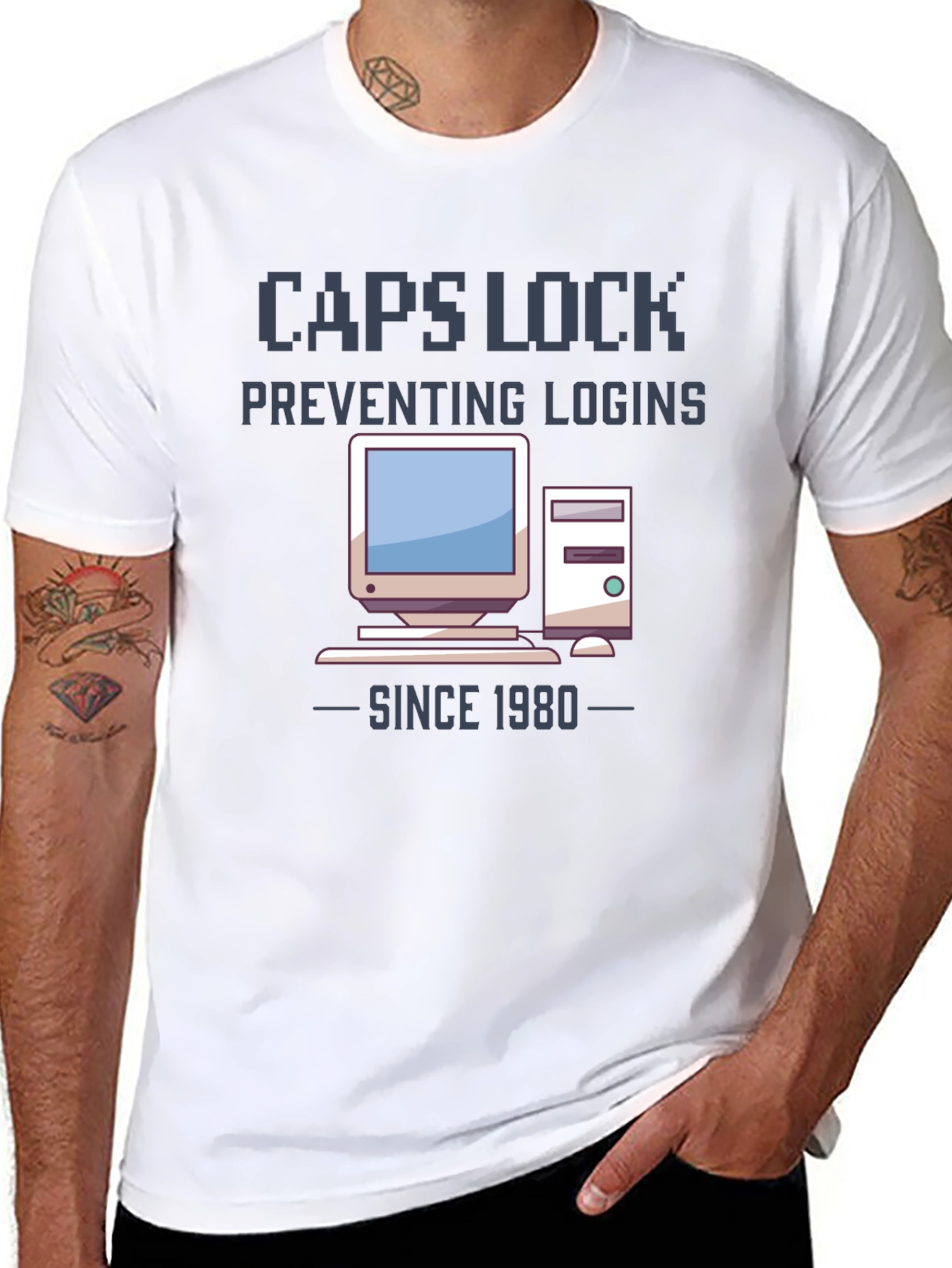 Caps Lock Preventing Logins T-Shirt - Retro Computer Design