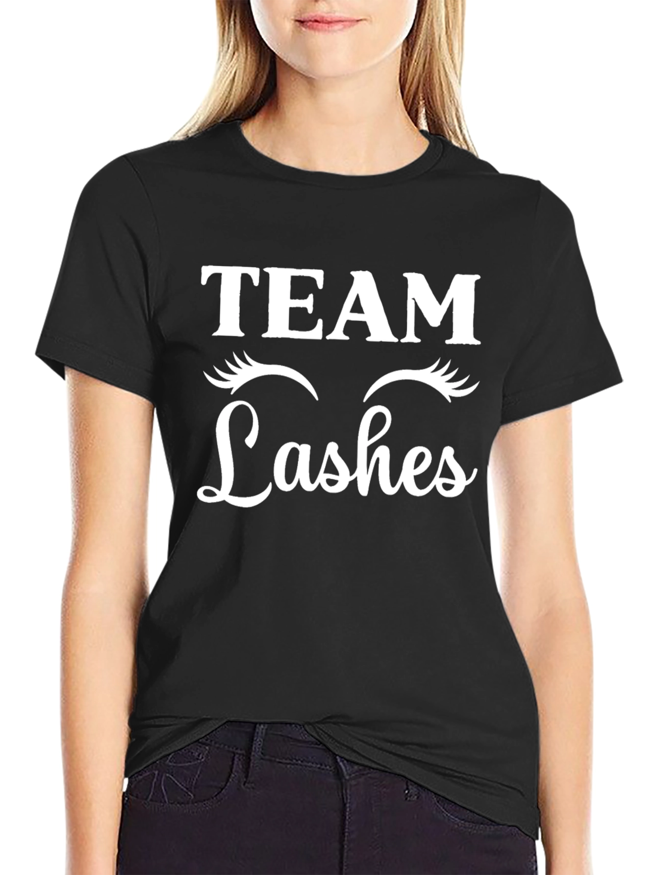 Team Lashes Graphic T-Shirt - Black Crew Neck Tee