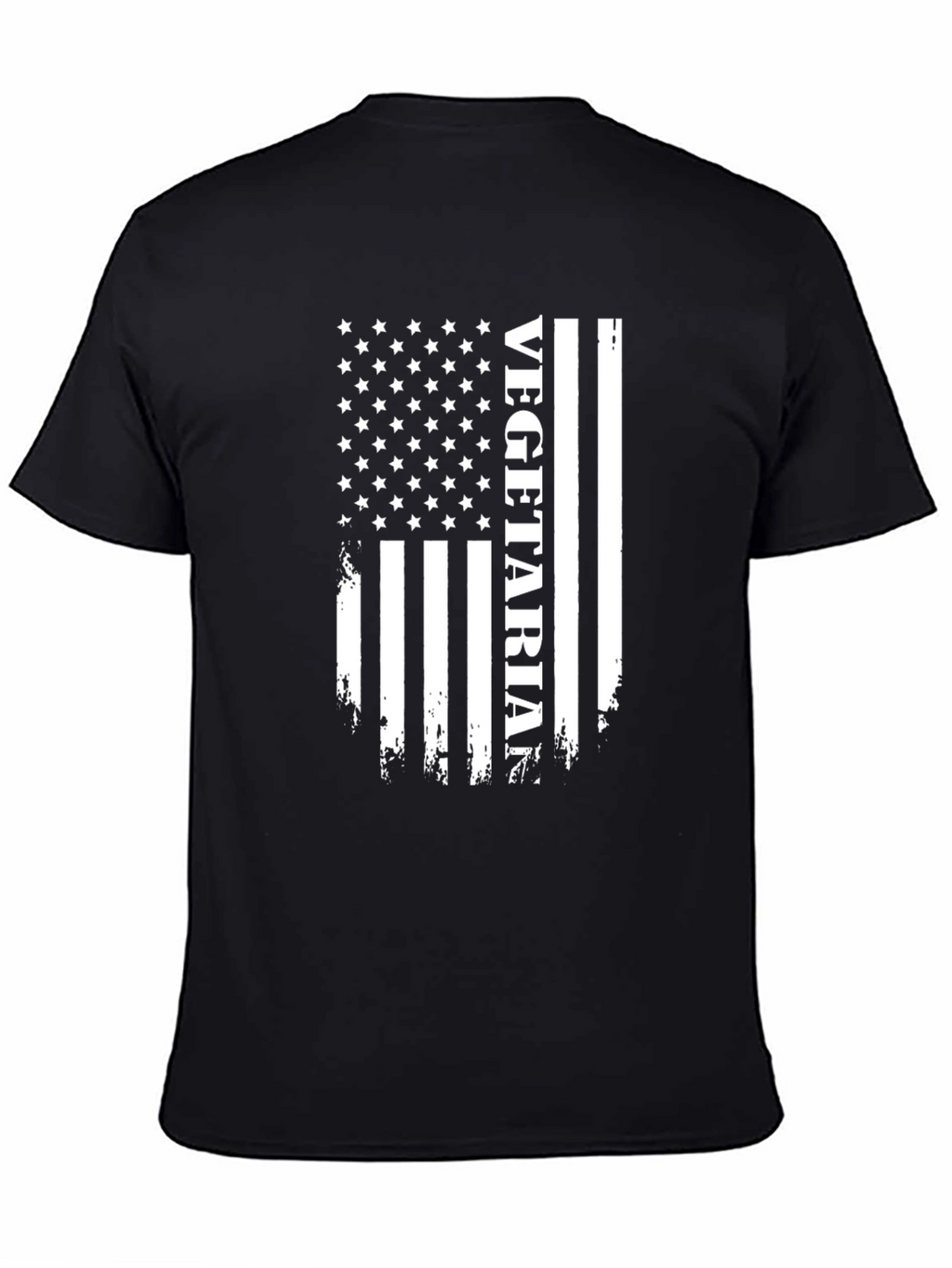 Vegetarian American Flag Black T-Shirt