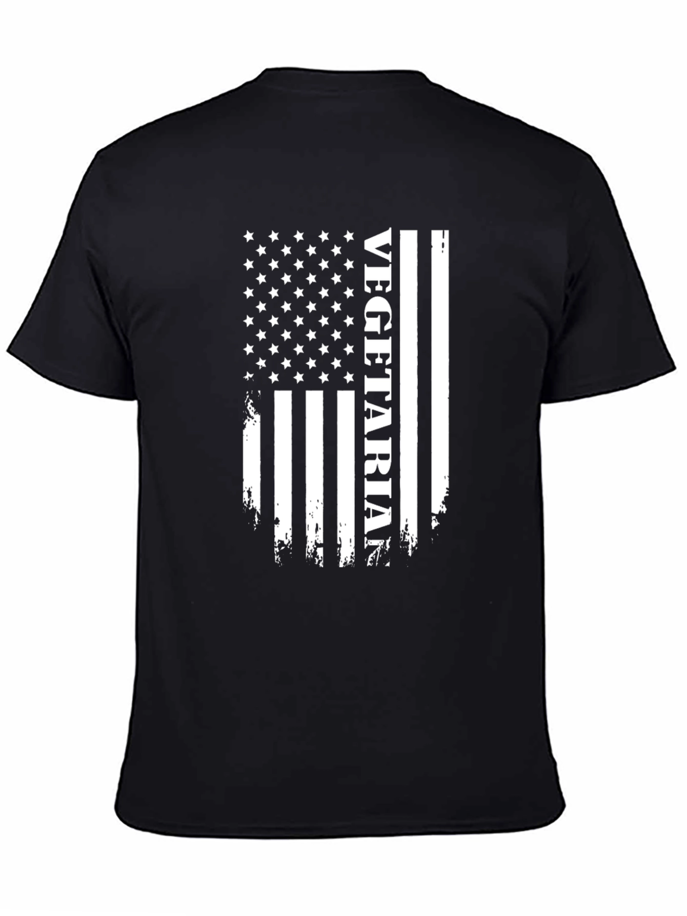 Vegetarian American Flag Black T-Shirt
