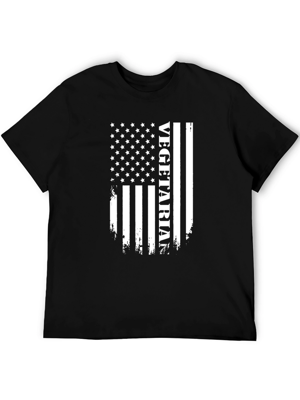 Vegetarian American Flag Black T-Shirt