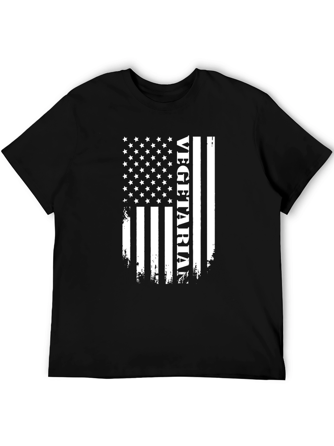 Vegetarian American Flag Black T-Shirt