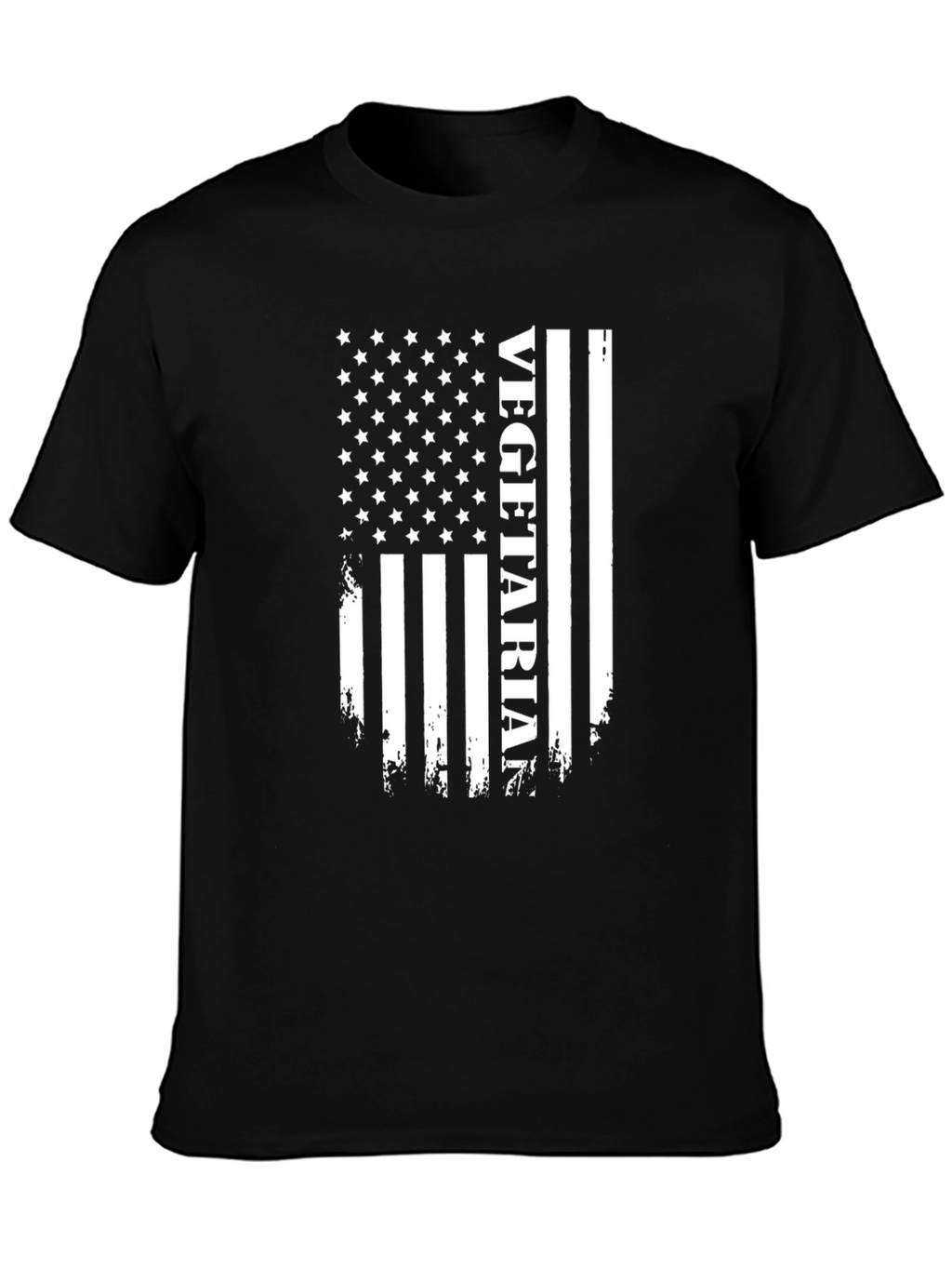 Vegetarian American Flag Black T-Shirt