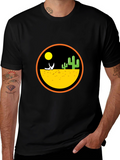 Desert Scene Graphic Print Black T-Shirt