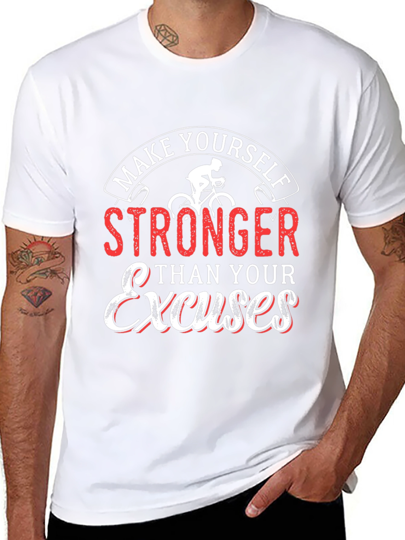Motivational Cycling T-Shirt - Be Stronger Than Excuses
