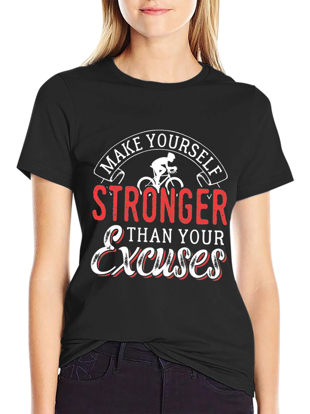 Motivational Cycling T-Shirt - Be Stronger Than Excuses