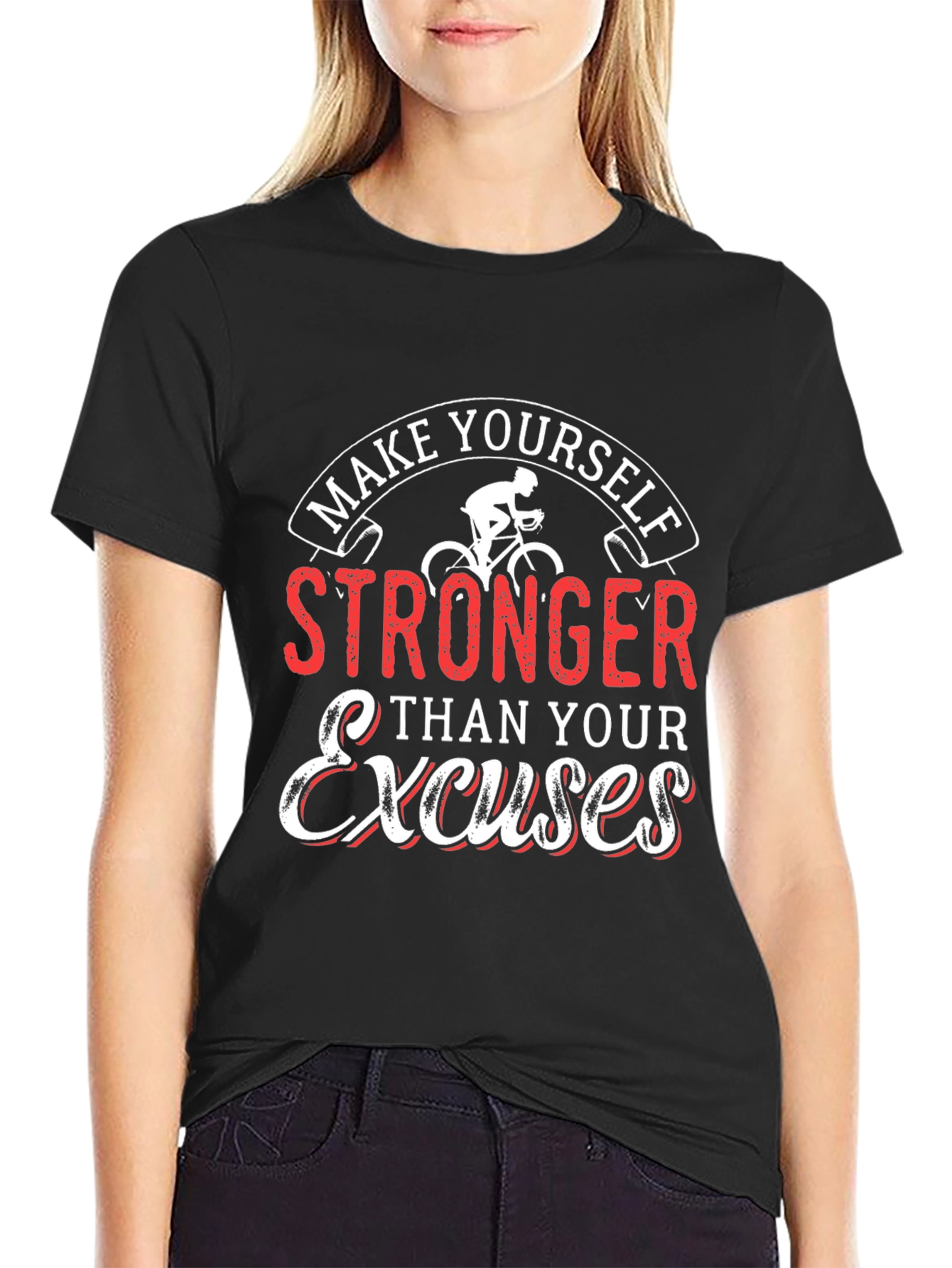 Motivational Cycling T-Shirt - Be Stronger Than Excuses