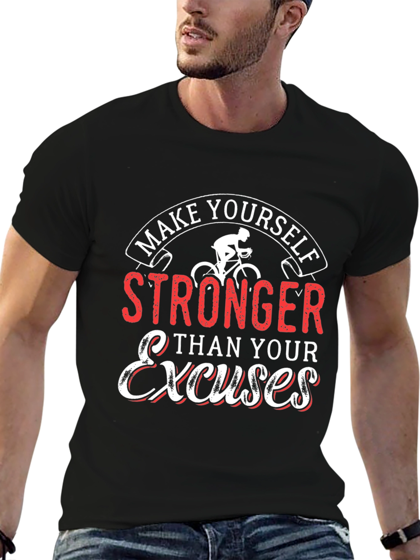 Motivational Cycling T-Shirt - Be Stronger Than Excuses