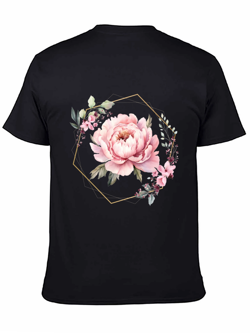 Floral Hexagon Black T-Shirt