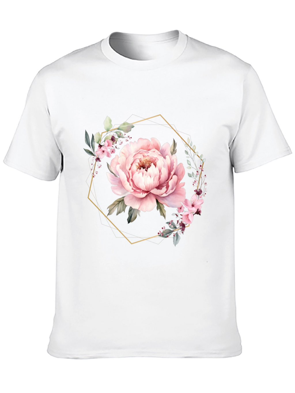 Floral Hexagon Black T-Shirt