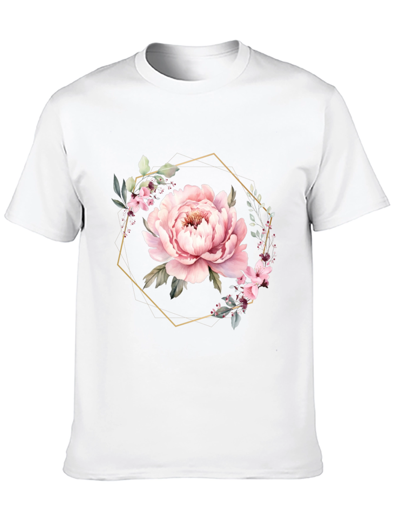Floral Hexagon Black T-Shirt