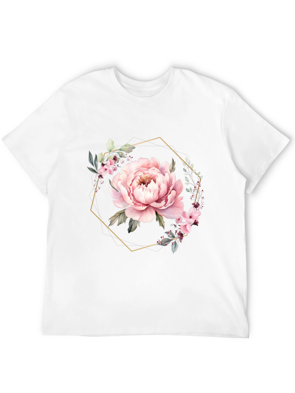 Floral Hexagon Black T-Shirt