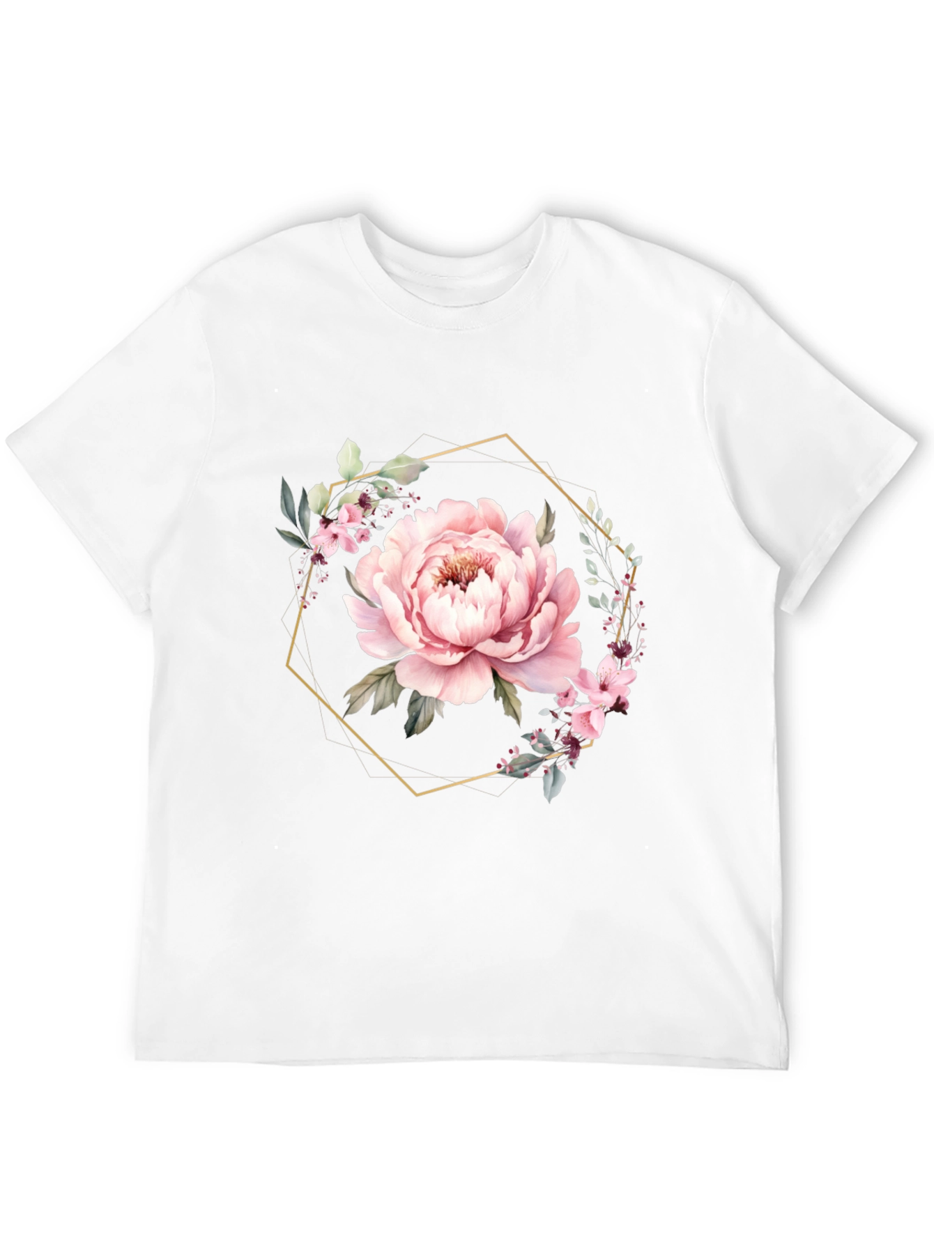 Floral Hexagon Black T-Shirt