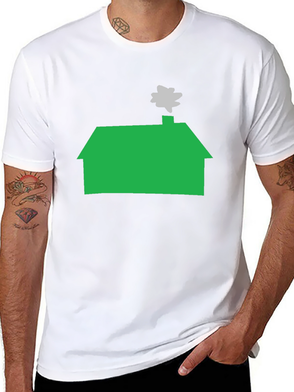 Green House Graphic Tee - Casual Black T-Shirt