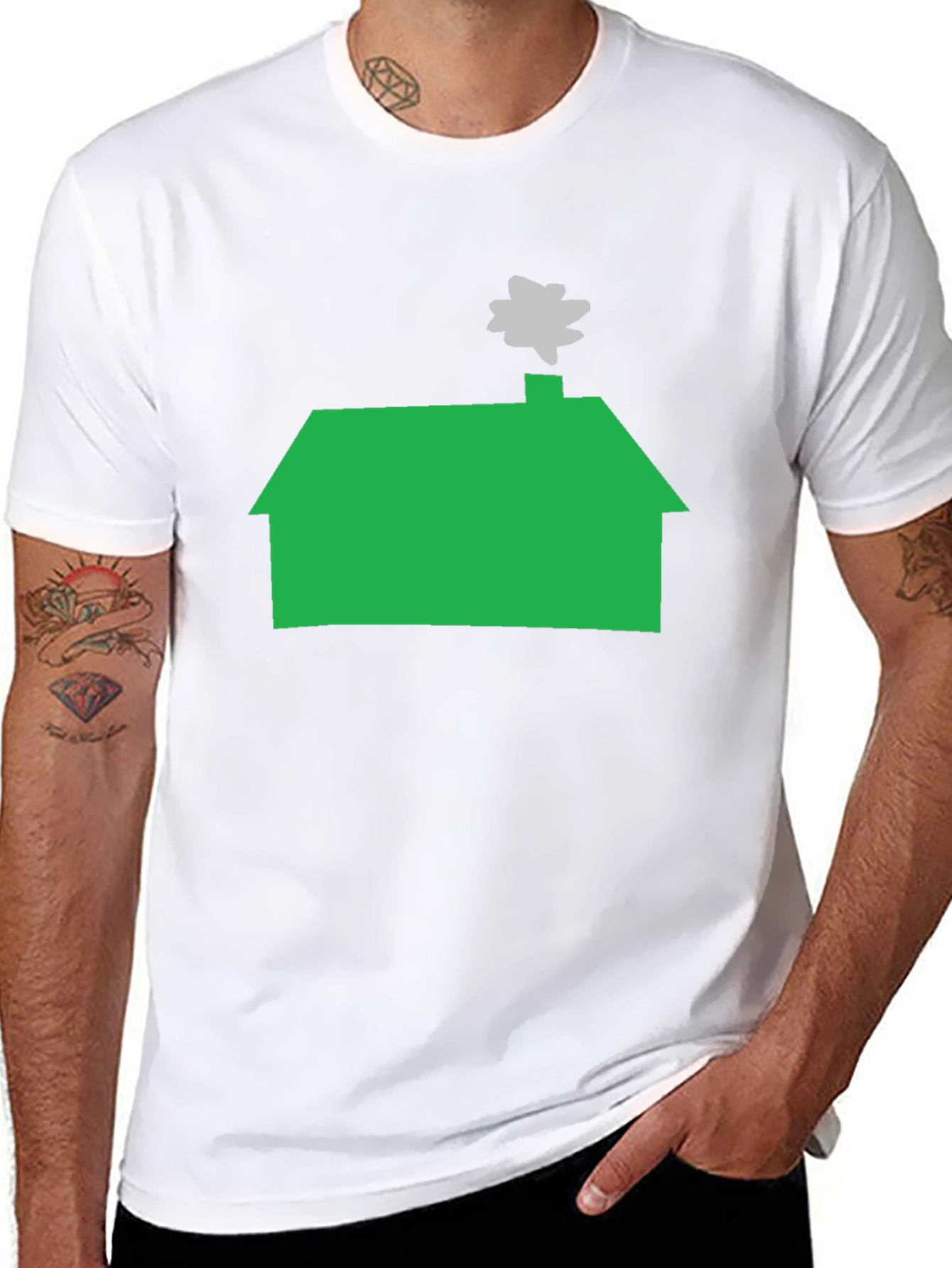 Green House Graphic Tee - Casual Black T-Shirt