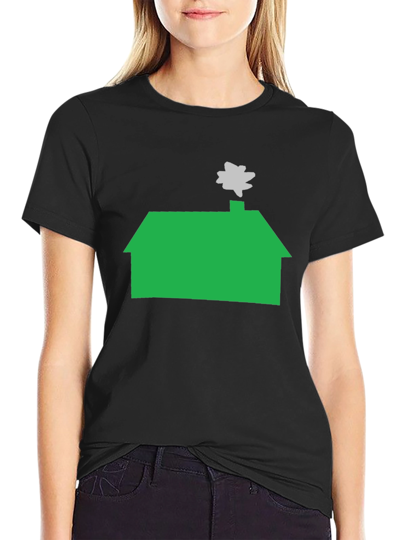 Green House Graphic Tee - Casual Black T-Shirt