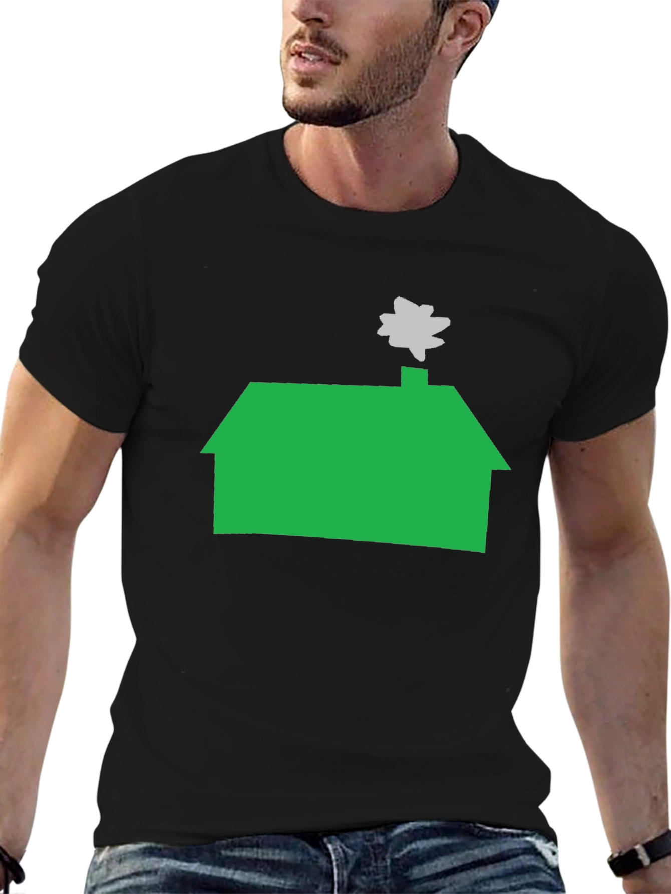Green House Graphic Tee - Casual Black T-Shirt