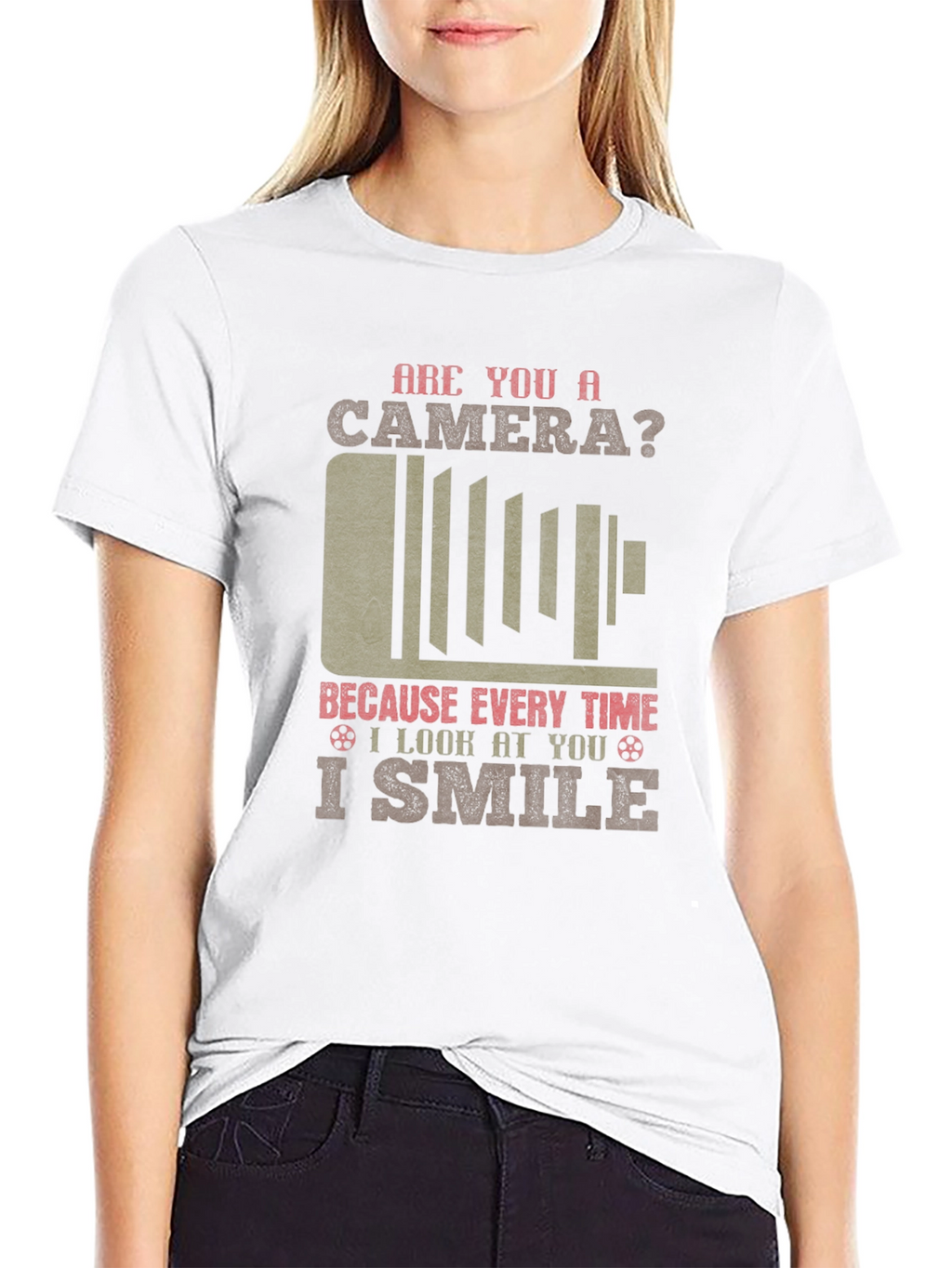 Camera Smile Mens Graphic T-Shirt