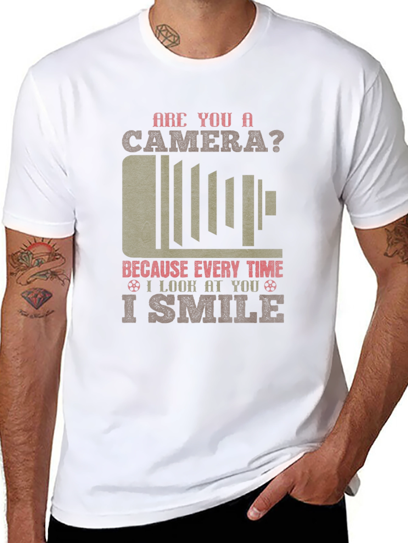 Camera Smile Mens Graphic T-Shirt
