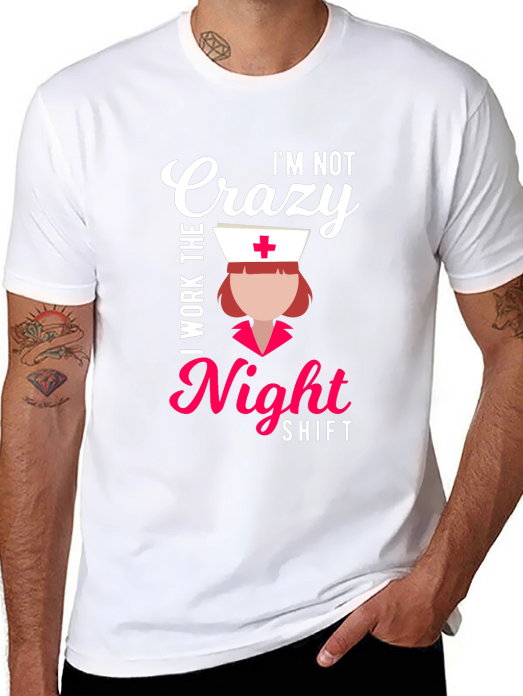 Crazy? I Work Nights! Funny Nurse T-Shirt