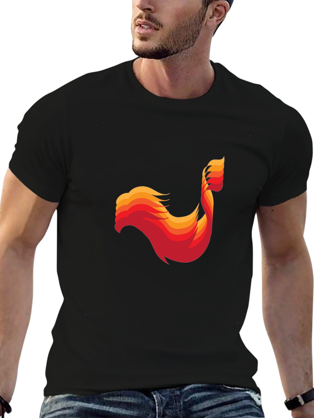 Abstract Phoenix Graphic Mens Black T-Shirt